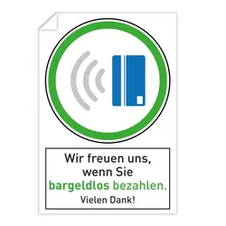 3 Stück Aufkleber - Wir freuen uns, wenn Sie bargeldlos bezahlen.
