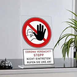 Acrylaufsteller "Corona Verdacht? Stopp!" (ca. 200x300 mm)